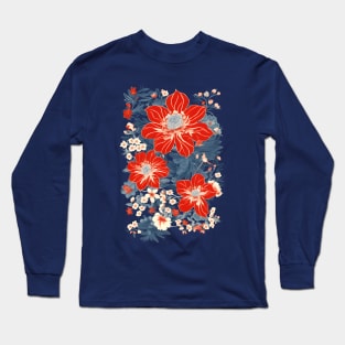 Kimono Flowers Design Long Sleeve T-Shirt